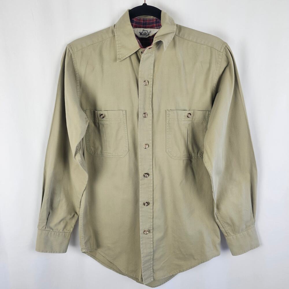 WOOLRICH Heritage Field Shirt Khaki Plaid Collar Workwear M Utility Americana